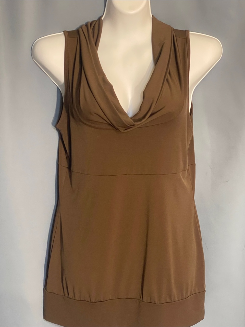 Cowl Neck Sleeveless Blouse - Brown